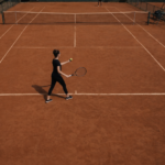Tennis game on a clay court