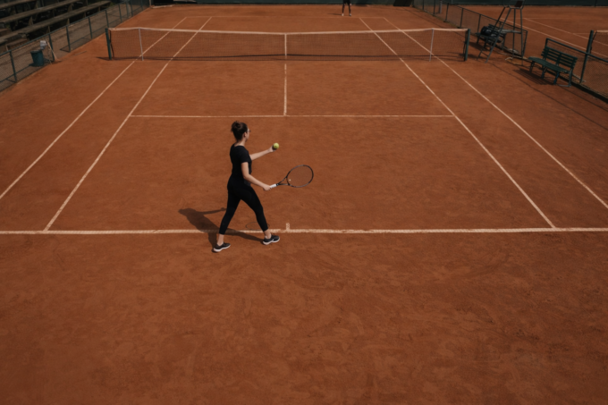 Tennis game on a clay court
