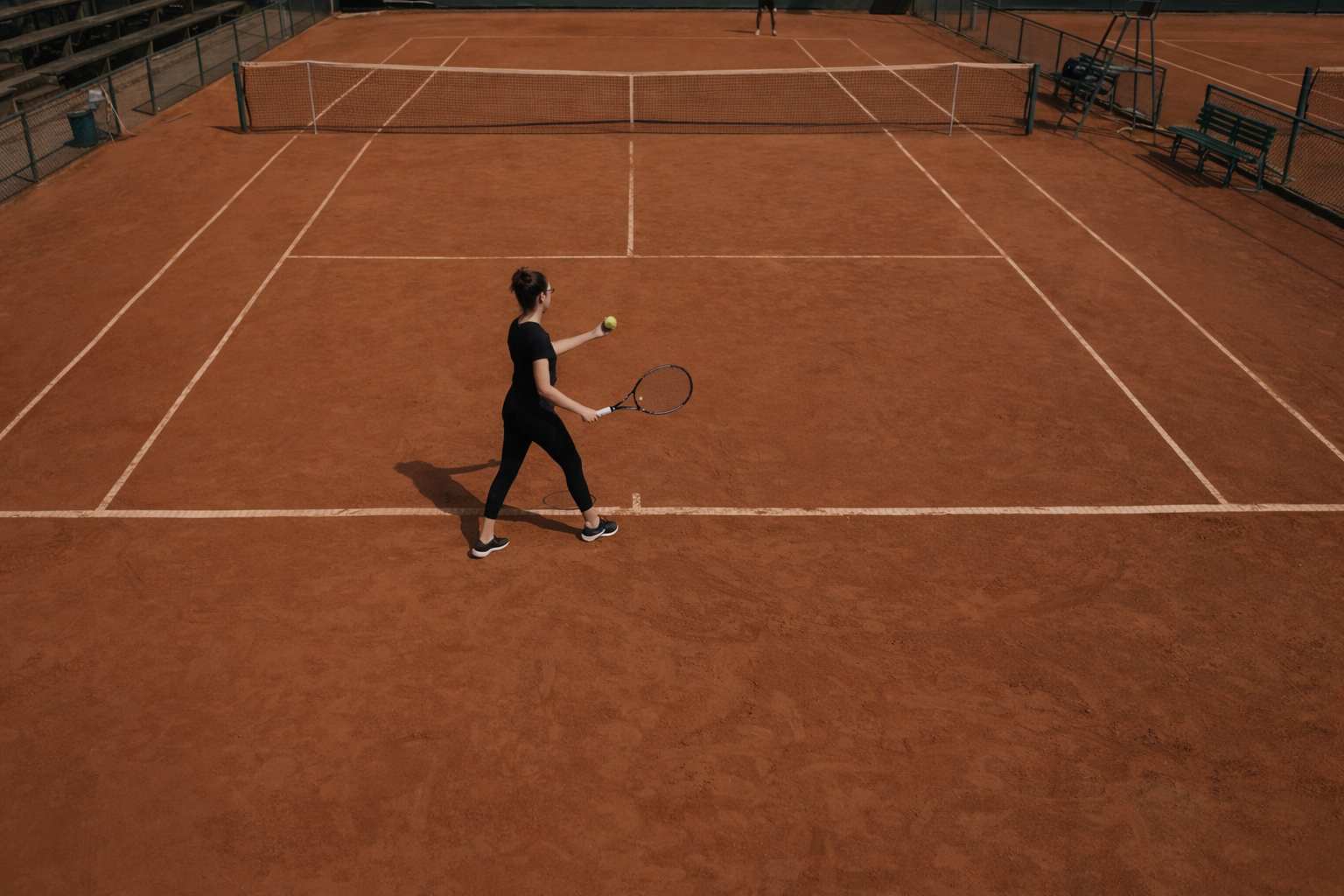 Tennis game on a clay court